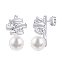 wholesale S925 silver pearl earrings and necklace set, customizable jewelry for women-undefined
