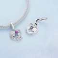 wholesale 925 sterling silver mother-child hugging heart charm bracelet heart-shaped beads-0-3