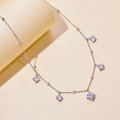 wholesale S925 Silver 1ct Shining Moissanite Clavicle Chain Necklace Light Luxury-0-3