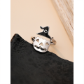 wholesale S925 Sterling Silver Halloween Hollow Pumpkin Head Adjustable Open Ring For Women-0-1