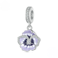 wholesale Sterling silver S925 pansy charm bead bracelet, flower-shaped loose beads SCC2583-0-0