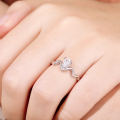 wholesale Sterling silver S925 water-drop zircon ring with pleated design, stylish and bold-0-2