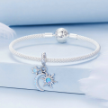 wholesale Sterling Silver S925 Sun Moon Stars Pendant Bracelet with Zircon Opal-0-1
