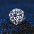 wholesale 925 Silver Heart Beads Bracelet - Day-Night Blue Starry Summer Glitter-0-1