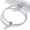 wholesale Sterling Silver S925 Flying Butterfly Beaded Bracelet Blue Enamel Insect Beads-0-4