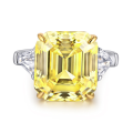 wholesale S925 Sterling Silver Cubic Zirconia Citrine Ring Rectangle Factory Wholesale-0-0