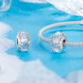 wholesale Silver metal snowflake glass beads with S925 for DIY Christmas bracelet charms-0-2