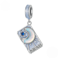 wholesale Sterling Silver S925 Tarot Lovers Pendant, Pink Enamel Card Charm Bracelet-undefined