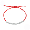 wholesale Sterling silver, red woven lucky bracelet, cubic zirconia, adjustable, minimalist, women-0-4