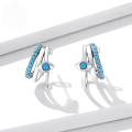wholesale 925 Sterling Silver Turquoise Evil Eye Hoop Earrings For Women-0-2