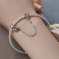 wholesale S925 sterling silver butterfly safety chain with silicone spacer beads bracelet parts-0-4