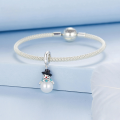 wholesale S925 sterling silver metal beads, cute snowman Christmas bracelet charms-0-4