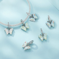 wholesale Sterling silver S925 resin zircon aurora butterfly pendant bracelet, unique insect charm-0-1