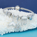 wholesale 925 Sterling Silver Opal Mermaid Tail Dangle Charm With Cubic Zirconia For Bracelet-0-1