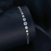 wholesale 925 silver plated white gold, light luxury moissanite bracelet, fashionable women's accessory-undefined