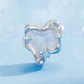 wholesale 925 Sterling Silver Blue Opal Heart Star Charm Bead With Cubic Zirconia For Bracelet-0-1