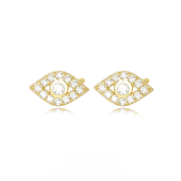 wholesale S925 Sterling Silver Evil Eye Zircon Earrings For Women,-E3938-Gold 925 Silver