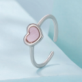 wholesale S925 sterling silver pink heart mother-of-pearl bracelet set with ring-0-5