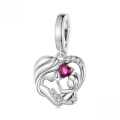 wholesale 925 sterling silver mother-child hugging heart charm bracelet heart-shaped beads-0-4