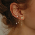 wholesale S925 Sterling Silver Star Tassel Inlaid With Zircon Earrings For Women, European And American French Stylish Personality High-end Sense-0-3