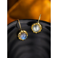 wholesale S925 Sterling Silver With Natural Moonstone Sunflower Earrings For Women-0-1