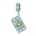wholesale Sterling Silver S925 Tarot Lovers Pendant, Pink Enamel Card Charm Bracelet-0-10