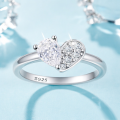wholesale Sterling silver teardrop zircon heart-shaped ring, high-end S925 silver rings-0-3
