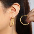wholesale Sterling silver S925 polished plain hoop earrings, bold style, high-end-0-2