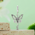 wholesale 925 Sterling Silver Green Clover Opal Butterfly Dangle Bracelet Charm For Women-0-6