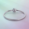 wholesale S925 silver plated platinum vintage concave flower basic bracelet-0-2