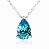 wholesale S925 Silver Cubic Zirconia Drop Necklace, December Birthstone, Minimalist Design.-undefined