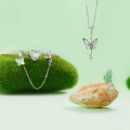wholesale 925 Sterling Silver Green Clover Opal Butterfly Dangle Bracelet Charm For Women-0-1
