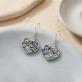 wholesale 925 Sterling Silver Mother Of Pearl Heart Earrings-0-1