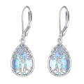 wholesale 925 Sterling Silver Couple Tree Of Life Moonstone Drop Earrings White Gold Plated-0-0