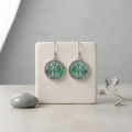 wholesale 925 Sterling Silver Tree Of Life Couple Green Malachite Drop Earrings For Women-0-2