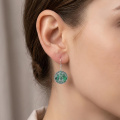 wholesale 925 Sterling Silver Tree Of Life Couple Green Malachite Drop Earrings For Women-0-3