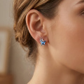 wholesale 925 Sterling Silver Blue Crystal Butterfly Stud Earrings White Gold Plated-0-3