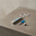wholesale 925 Sterling Silver Platinum Plated Turquoise Chip Cremation Urn Memorial Pendant Necklace-0-3