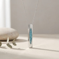 wholesale 925 Sterling Silver Platinum Plated Turquoise Chip Cremation Urn Memorial Pendant Necklace-0-0