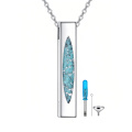 wholesale 925 Sterling Silver Platinum Plated Turquoise Chip Cremation Urn Memorial Pendant Necklace-0-2