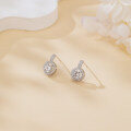 wholesale 925 Sterling Silver Elegant Plated with White Gold Moissanite Halo Earrings With Sparkling Round Center Stones-0-4