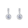 wholesale 925 Sterling Silver Elegant Moissanite Drop Earrings With Sparkling Cubic Zirconia In Silver Plated Setting-0-0