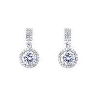 wholesale 925 Sterling Silver Elegant Moissanite Drop Earrings With Sparkling Cubic Zirconia In Silver Plated Setting-undefined