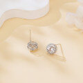 wholesale 925 Sterling Silver Elegant Round Moissanite Halo Stud Earrings-0-1