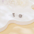 wholesale 925 Sterling Silver Elegant Square Halo Moissanite Stud Earrings In Plated with White Gold-0-2
