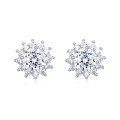wholesale 925 Sterling Silver Elegant Moissanite Floral Stud Earrings - Luxury Jewelry Collection-0-0