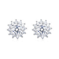 wholesale 925 Sterling Silver Elegant Moissanite Floral Stud Earrings - Luxury Jewelry Collection-