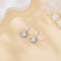 wholesale 925 Sterling Silver Elegant Moissanite Halo Stud Earrings In Plated with White Gold-0-5