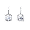 wholesale 925 Sterling Silver Elegant Moissanite Halo Stud Earrings In Plated with White Gold-0-1