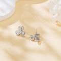 wholesale 925 Sterling Silver Elegant Four-leaf Clover Moissanite Earrings-0-4